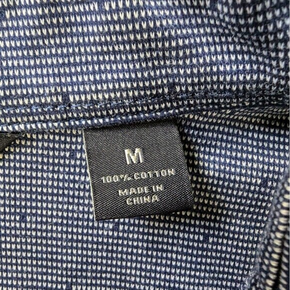 Hart Schaffner Marx Cotton Long Sleeve Button Down Shirt Navy Medium - Picture 4 of 8